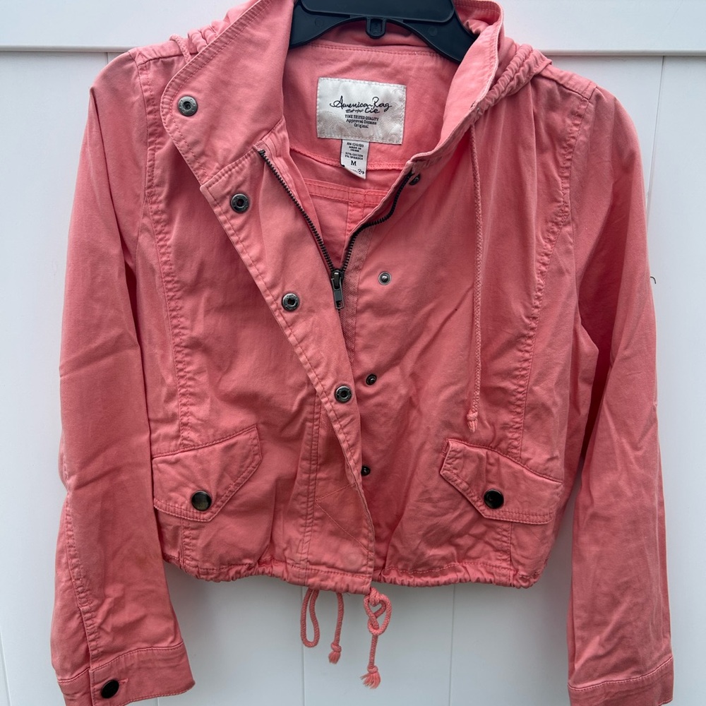 American Rag Pink Utility Jacket with Drawstring Waist